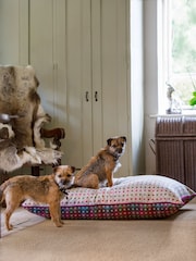 Lounging Hound Grey Pillow Bed In Grey Multispot Wool - Image 1 of 4