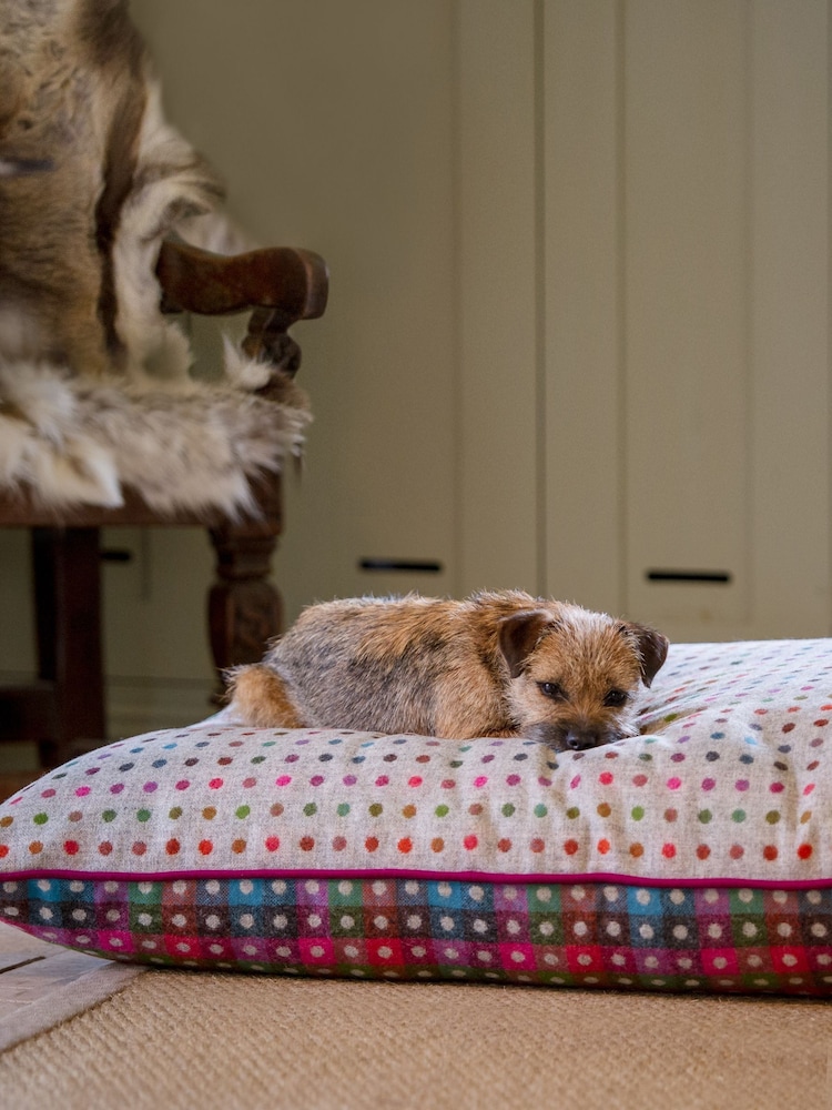 Lounging Hound Grey Pillow Bed In Grey Multispot Wool - Image 2 of 4