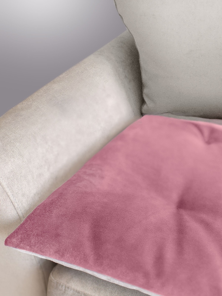 Lounging Hound Pink Sofa Protector Cushion in Blush Pink Lustre Velvet - Image 2 of 4