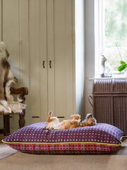 Lounging Hound Purple Pillow Bed in Mulberry Multispot Wool - Image 1 of 4