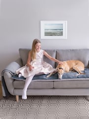 Lounging Hound Grey Sofa Protector Cushion in Slate Grey Lustre Velvet - Image 1 of 4