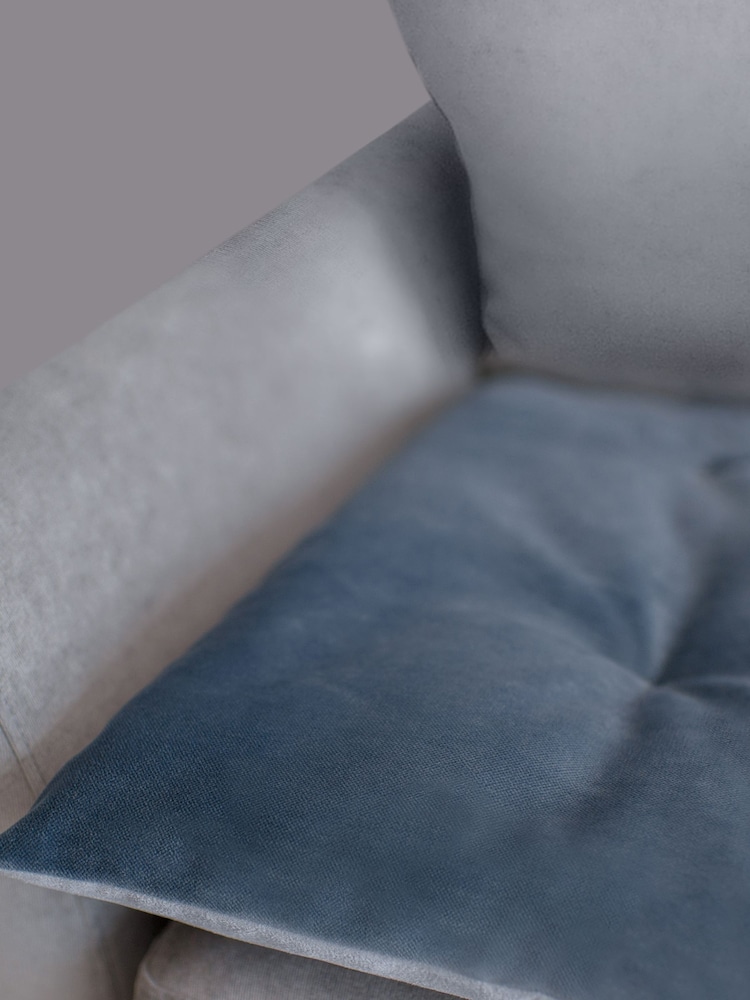 Lounging Hound Grey Sofa Protector Cushion in Slate Grey Lustre Velvet - Image 2 of 4