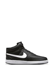 Nike Black/White Court Vision Mid Trainers - Image 1 of 11