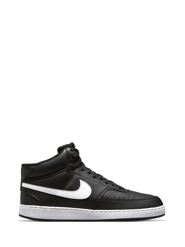 Nike Black/White Court Vision Mid Trainers - Image 1 of 11