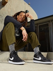 Nike Black/White Court Vision Mid Trainers - Image 11 of 11
