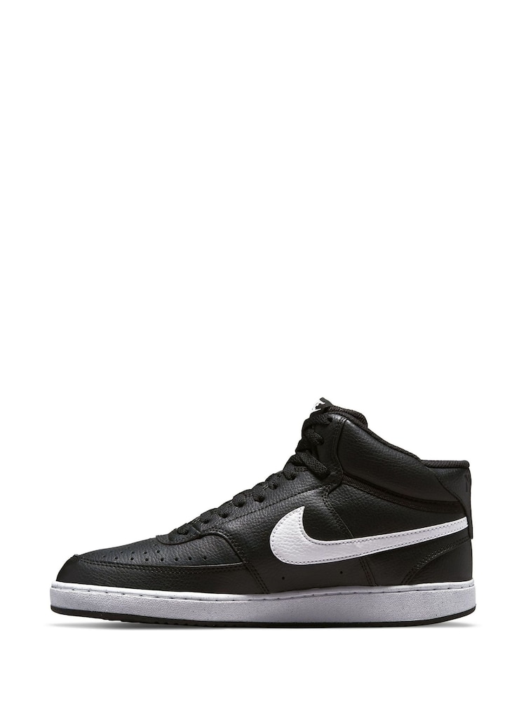 Nike Black/White Court Vision Mid Trainers - Image 2 of 11