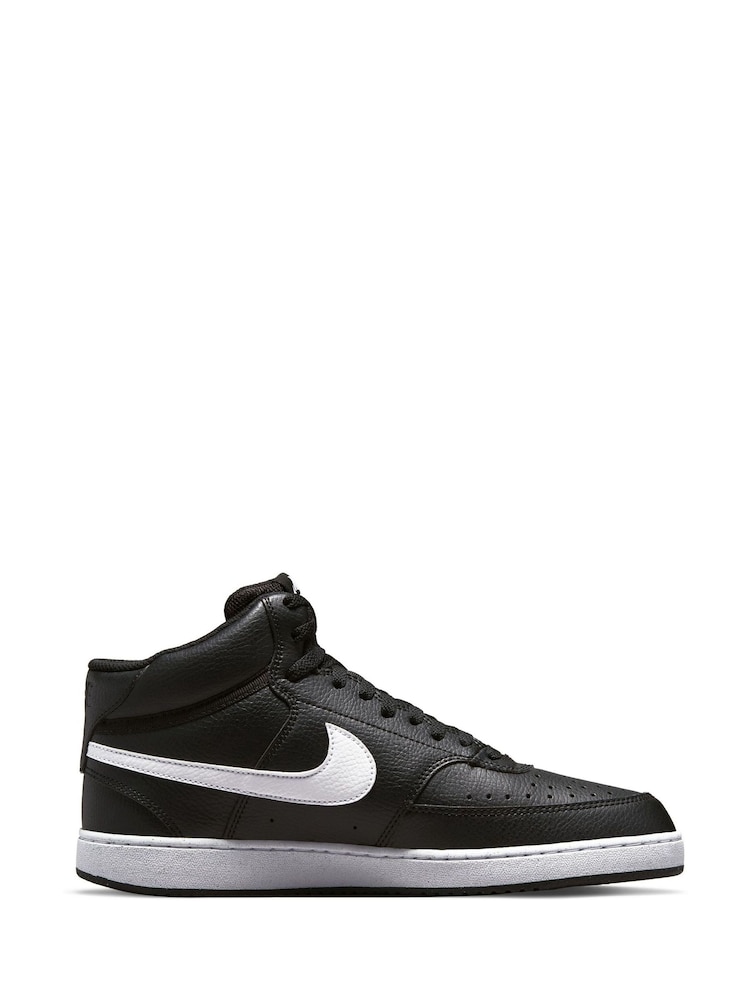 Nike Black/White Court Vision Mid Trainers - Image 3 of 11