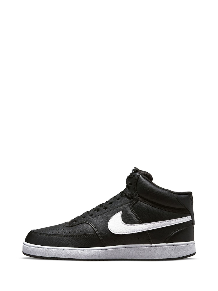 Nike Black/White Court Vision Mid Trainers - Image 4 of 11