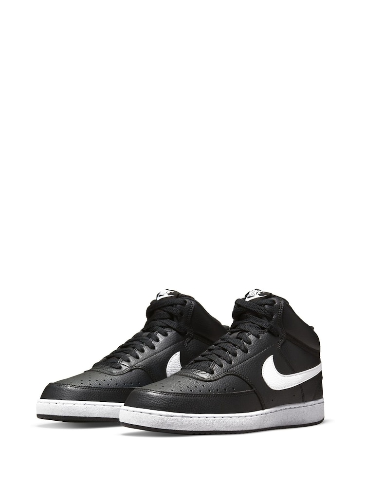 Nike Black/White Court Vision Mid Trainers - Image 5 of 11