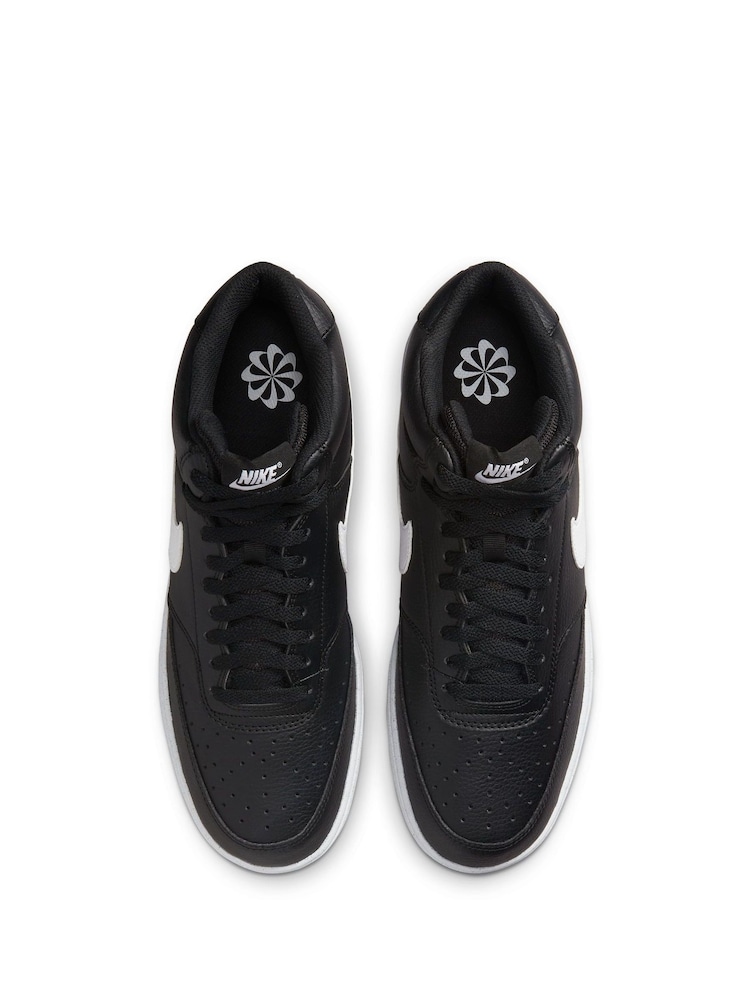 Nike Black/White Court Vision Mid Trainers - Image 6 of 11