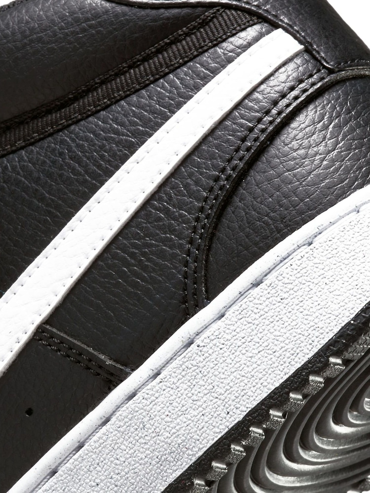 Nike Black/White Court Vision Mid Trainers - Image 9 of 11