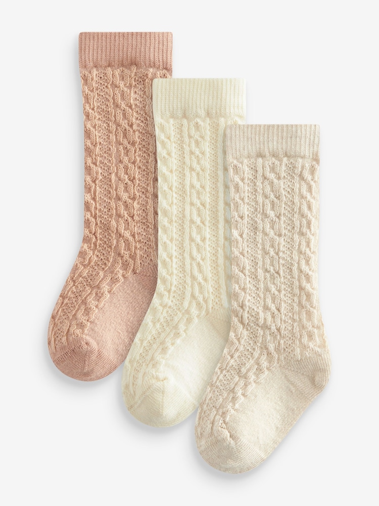 Neutral Knee Length Baby Socks 3 Pack (0mths-2yrs) - Image 1 of 4