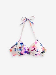 White Floral Padded Wired Plunge Bikini Top - Image 6 of 6