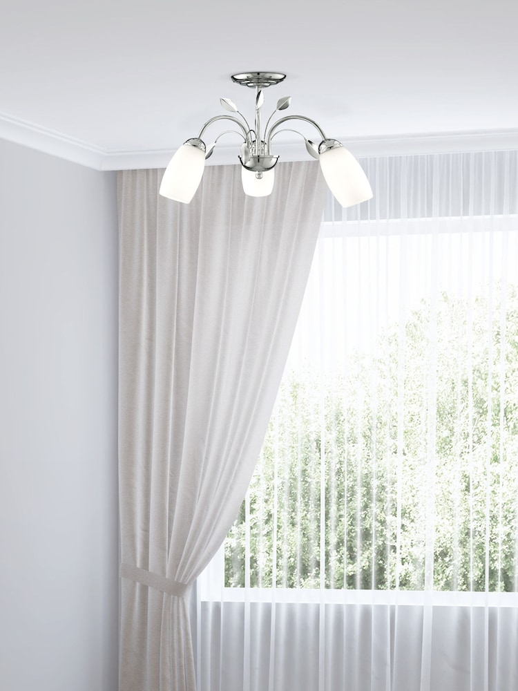 Searchlight Chrome Greyson 3 Light Ceiling Light - Image 1 of 4 Searchlight Chrome Greyson 3 Light Ceiling Light - Image 1 of 4
