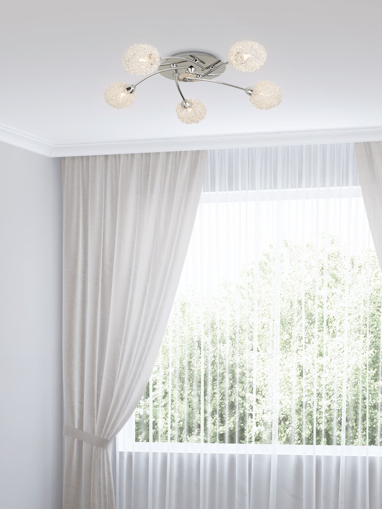 Searchlight Chrome Rowan 5 Light Flush Ceiling Light - Image 1 of 4