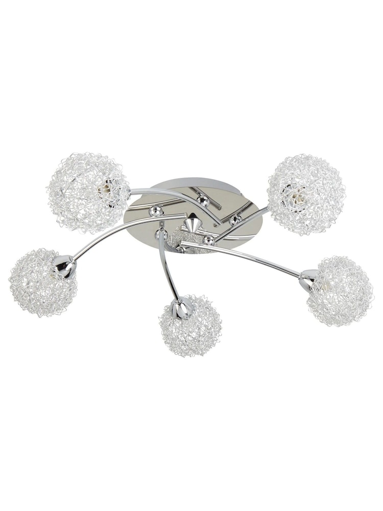 Searchlight Chrome Rowan 5 Light Flush Ceiling Light - Image 4 of 4 Searchlight Chrome Rowan 5 Light Flush Ceiling Light - Image 4 of 4