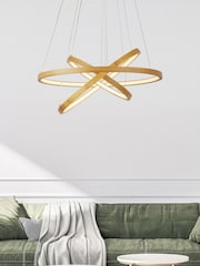 Searchlight Natural Lyra Bamboo 3 Ring LED Ceiling Light Pendant - Image 1 of 4