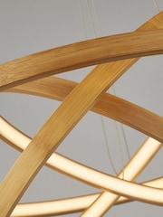 Searchlight Natural Lyra Bamboo 3 Ring LED Ceiling Light Pendant - Image 2 of 4