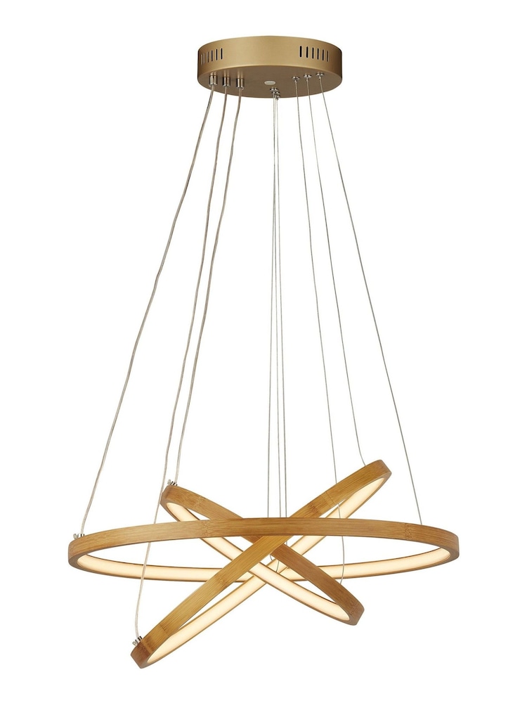 Searchlight Natural Lyra Bamboo 3 Ring LED Ceiling Light Pendant - Image 4 of 4