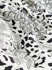 Black/Cream Animal Floral Print Cowl Neck Cap Sleeve Top - Image 6 of 6