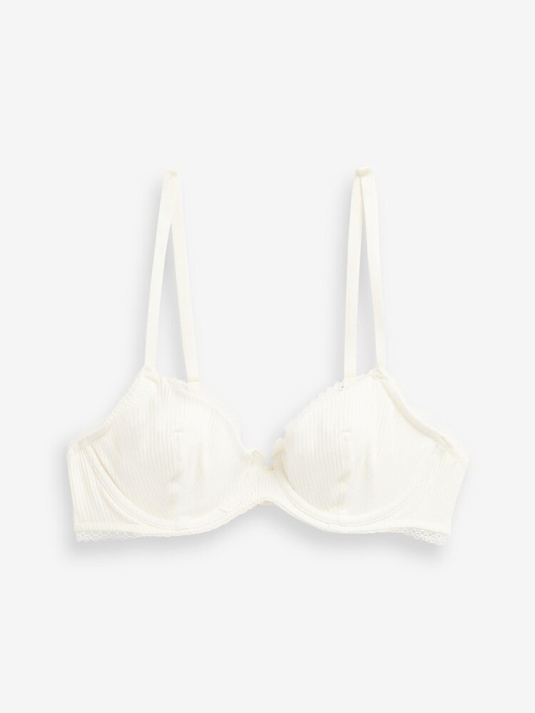 Print/Plain Rib & Cotton Non Pad Wired Bras 2 Pack - Image 6 of 6