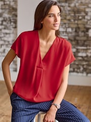 Red Short Sleeve Overhead Top - Image 1 of 6