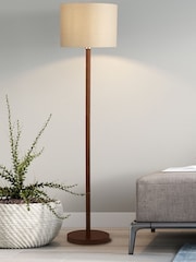 Searchlight Brown Pia Dark Wood Floor Lamp - Image 1 of 4