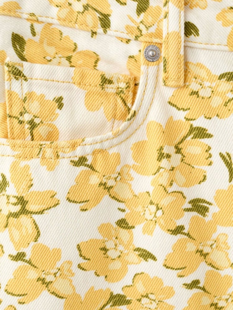 Mango Yellow Floral Print Straight Leg Jeans - Image 7 of 7