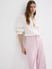 Mango Pink Wide Leg Jeans - Image 4 of 7