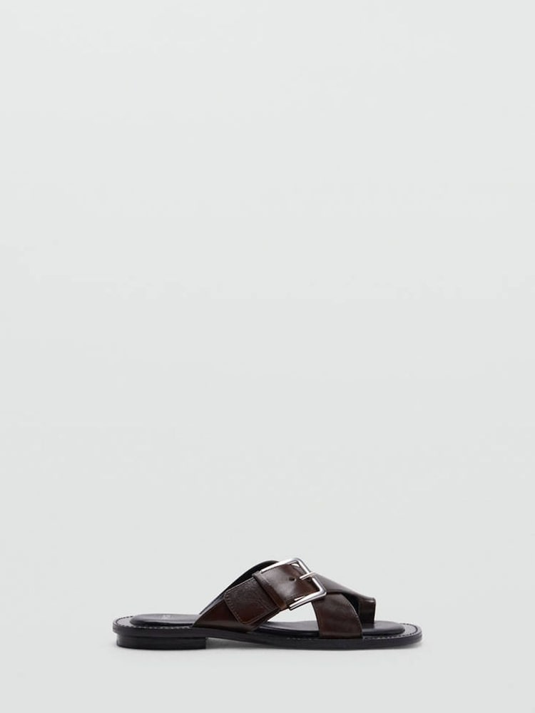 Mango Red Leather Strappy Sandals - Image 1 of 4