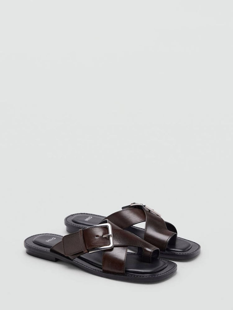 Mango Red Leather Strappy Sandals - Image 2 of 4