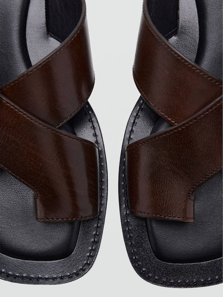 Mango Red Leather Strappy Sandals - Image 4 of 4