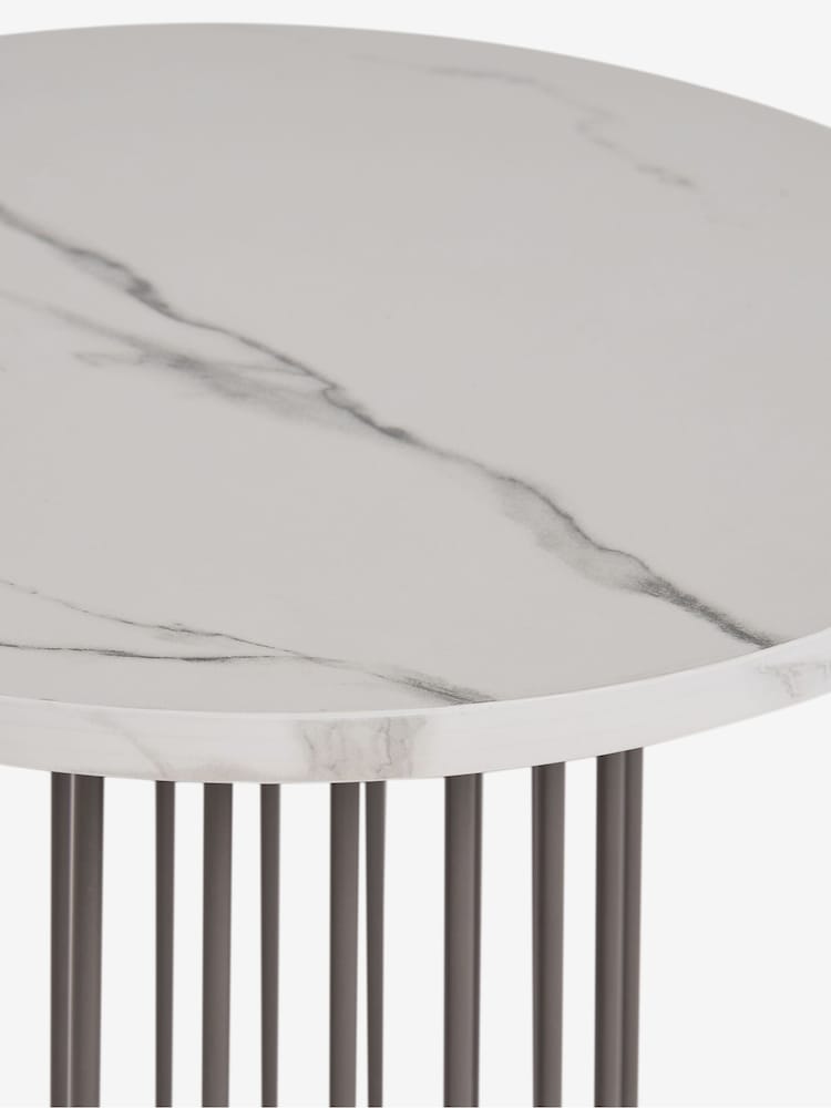 Grey Linear Marble Effect Side Table - Image 2 of 6
