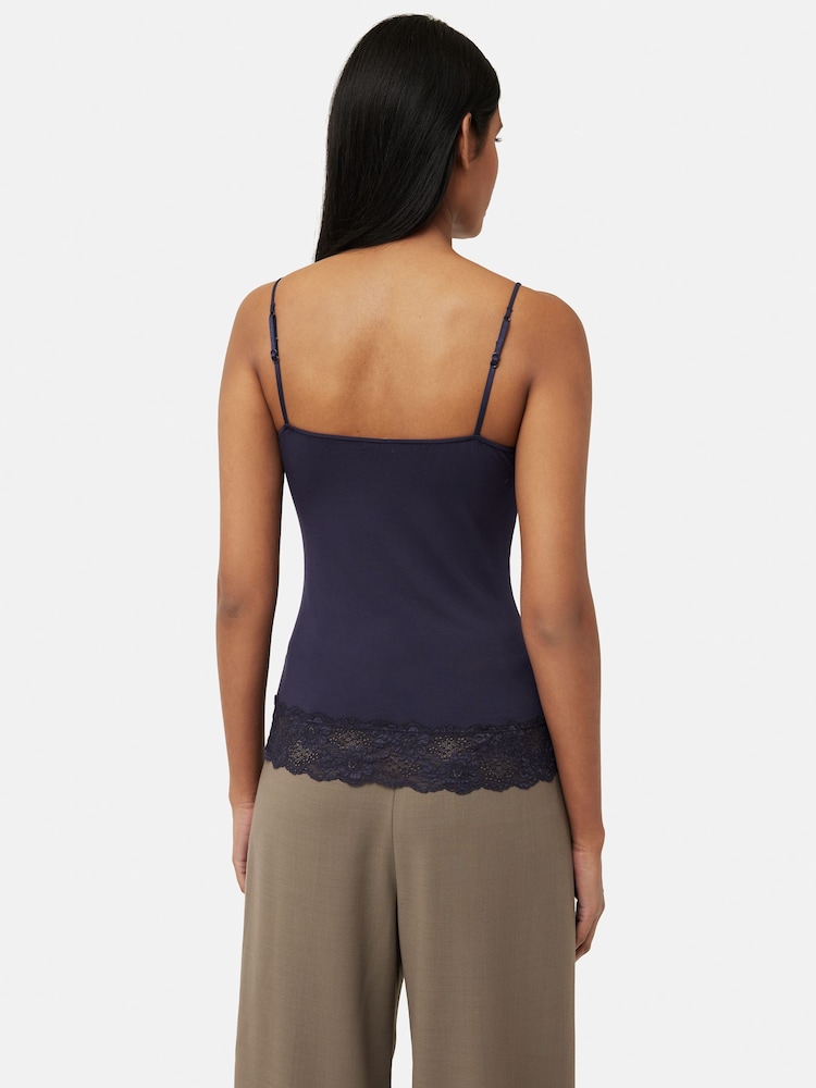 Jigsaw Navy Blue Modal Lace Vest - Image 2 of 6 Jigsaw Navy Blue Modal Lace Vest - Image 2 of 6