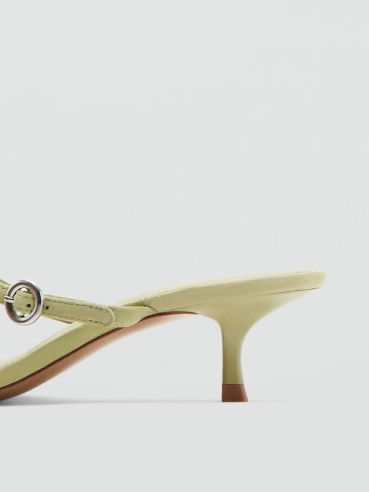 Mango Green Suede Leather Open Toe Kitten Heel Sandals - Image 5 of 5 Mango Green Suede Leather Open Toe Kitten Heel Sandals - Image 5 of 5