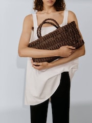 Mango Brown Woven Tote Bag - Image 1 of 2
