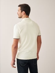 Светло-бежевый/светло-коричневый - Short Sleeve Black/Tan Brown Vertical Block Polo Shirt - Image 3 of 6