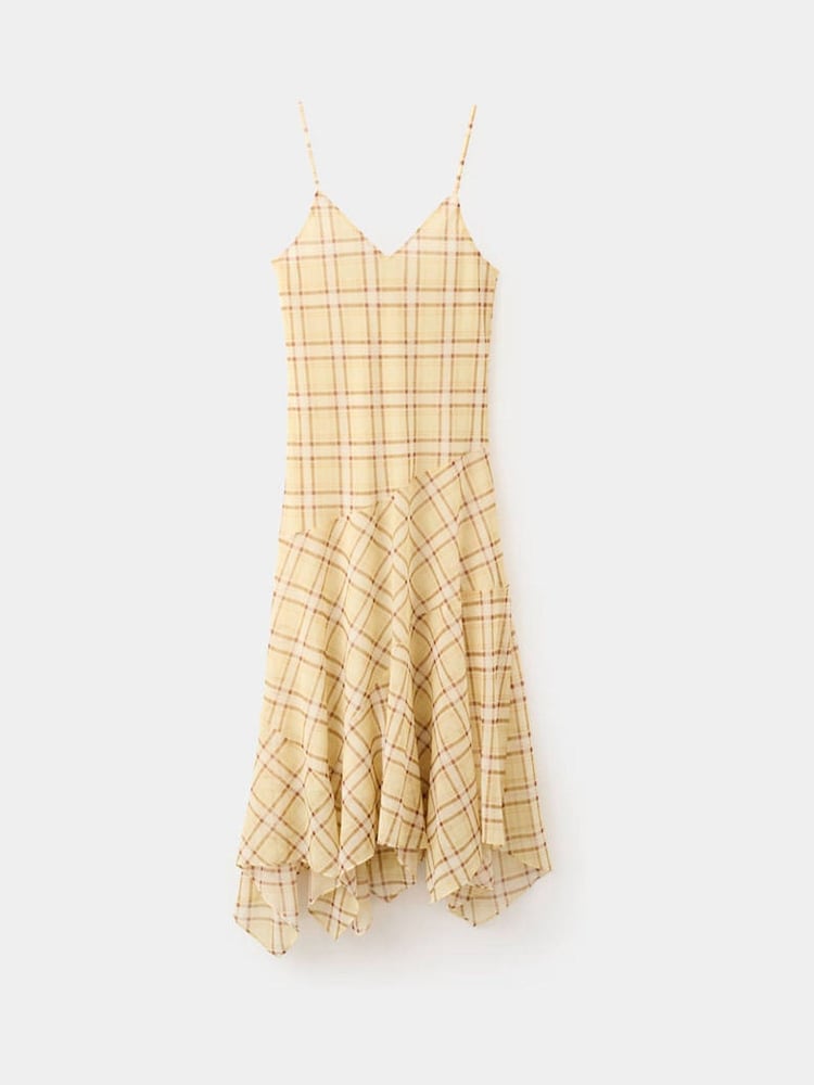 Mango Yellow Check Floaty Maxi Dress - Image 1 of 3 Mango Yellow Check Floaty Maxi Dress - Image 1 of 3