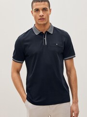 Navy Blue Smart Collar Polo Shirt - Image 1 of 5