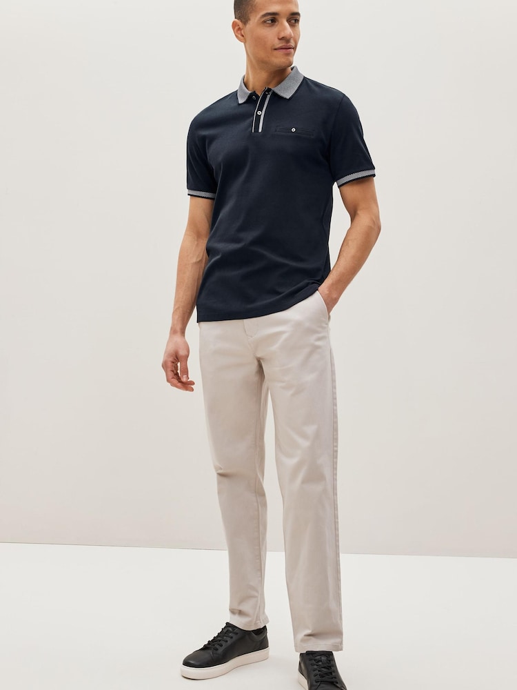 Navy Blue Smart Collar Polo Shirt - Image 2 of 5