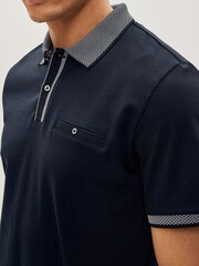 Navy Blue Smart Collar Polo Shirt - Image 4 of 5