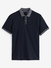 Navy Blue Smart Collar Polo Shirt - Image 5 of 5
