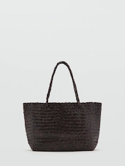 Mango Brown Woven Tote Bag - Image 1 of 4