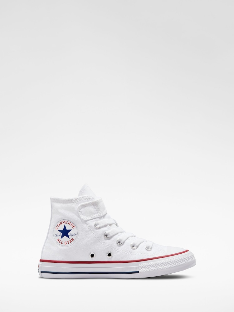 Converse White 1V High Top Junior Trainers - Image 1 of 7