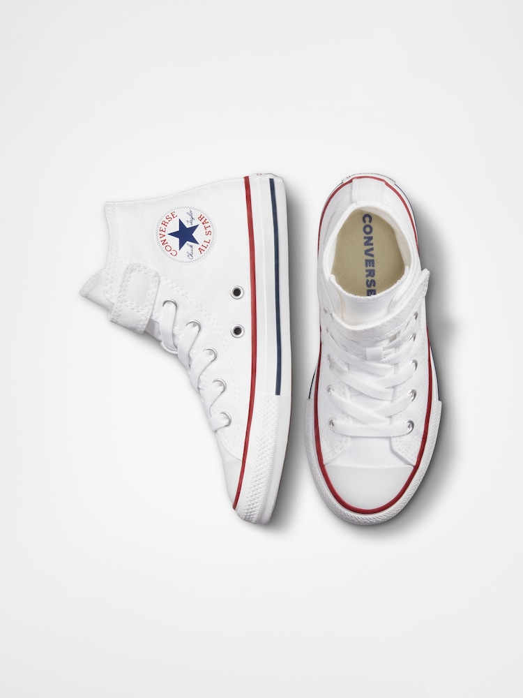 Converse White 1V High Top Junior Trainers - Image 5 of 7