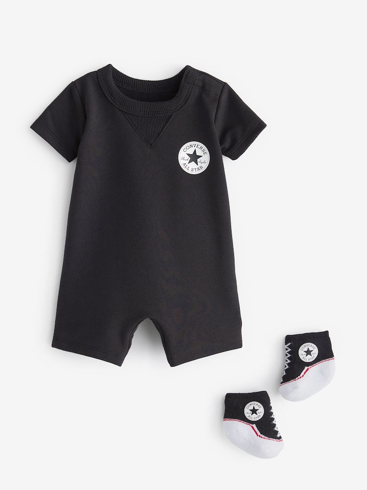 Converse Black Romper and Bootie Baby Set - Image 1 of 3