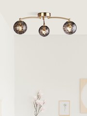 Searchlight Gold Florence 3 Light Flush Ceiling Light - Image 1 of 4