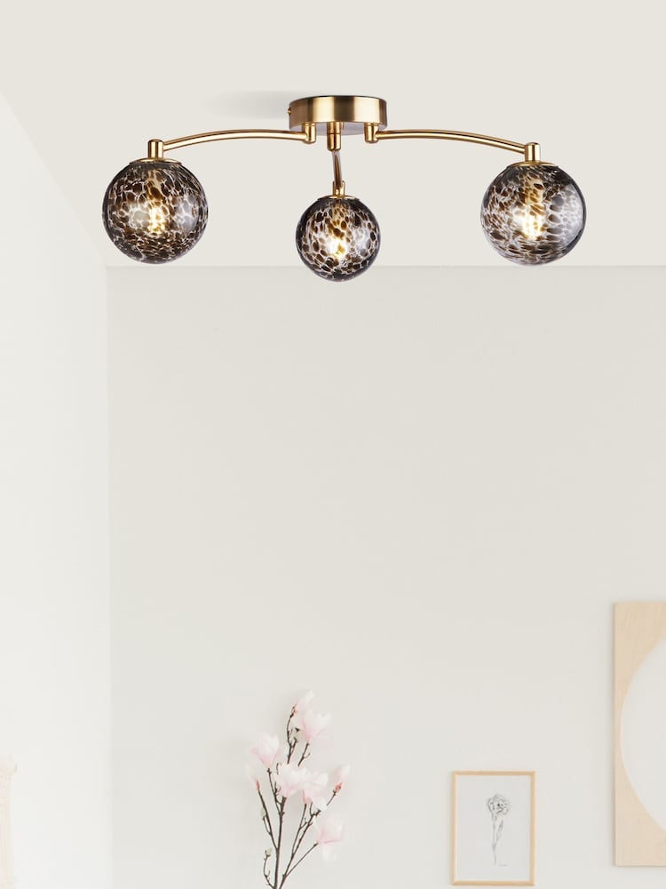 Searchlight Gold Florence 3 Light Flush Ceiling Light - Image 1 of 4