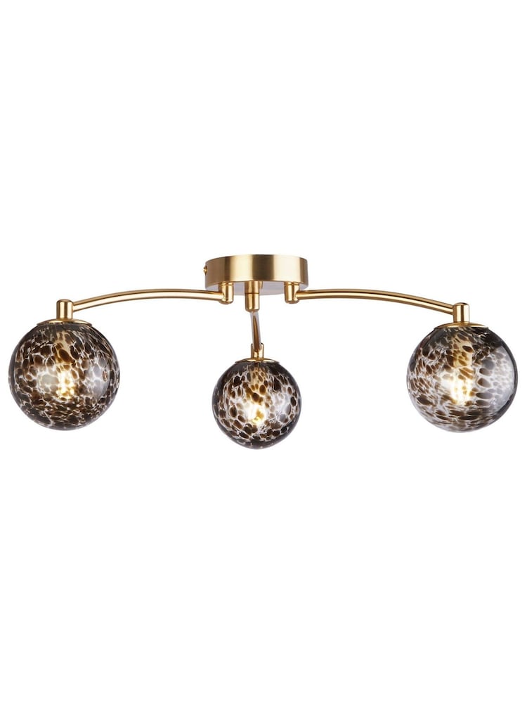 Searchlight Gold Florence 3 Light Flush Ceiling Light - Image 2 of 4