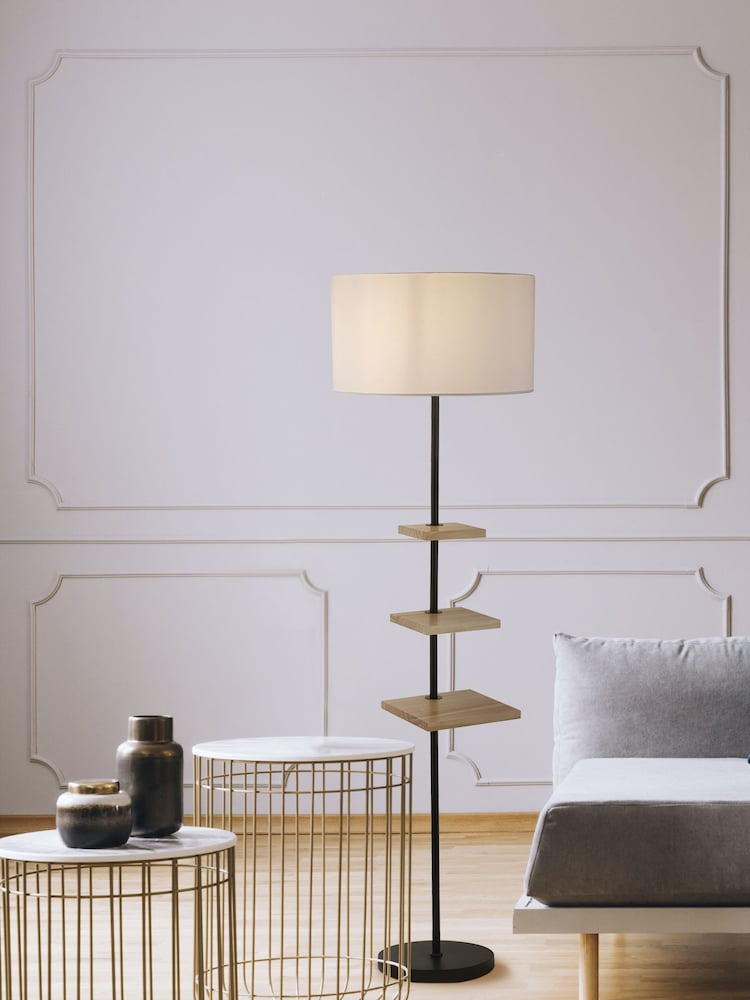 Searchlight Natural Shelli Shelf Floor Lamp - Image 1 of 4